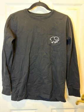 Kids Long-Sleeve Pocket Tee with OHIO Elephant Graphic - Black